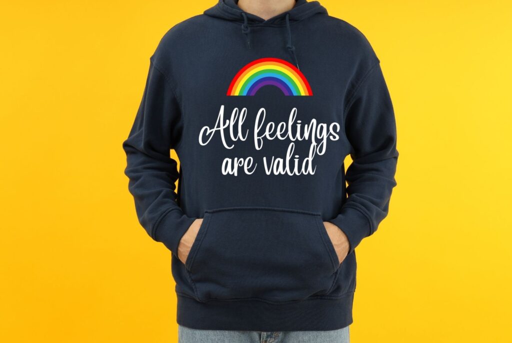 'All Feelings Are Valid' Unisex Inspirational Hoodie (Organic, Fairtrade)